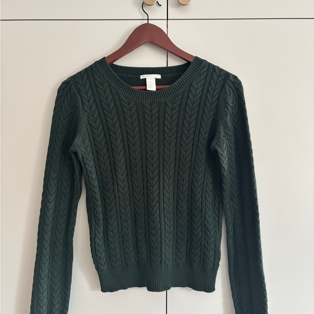 H&M Forest Green Cable Knit Sweater - xs